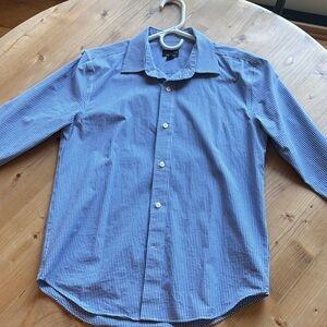 J. Crew Boys Blue and White Checkered Button Down Shirt Size 12
